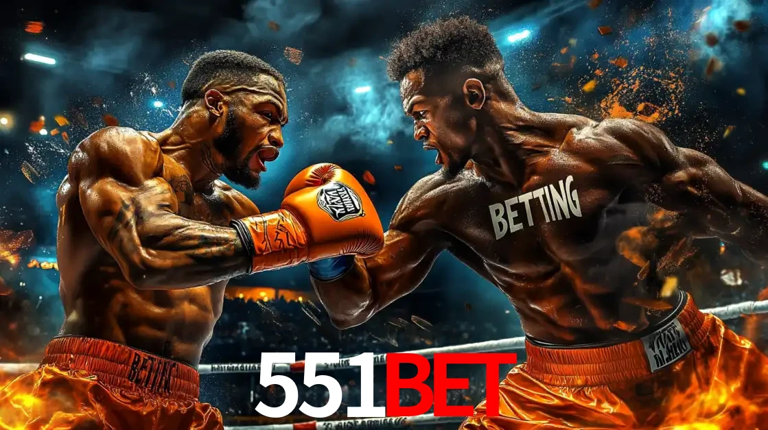 Dois boxeadores em uma luta intensa e explosiva, representando a adrenalina e as oportunidades de apostas em esportes de combate disponíveis na plataforma 551BET.