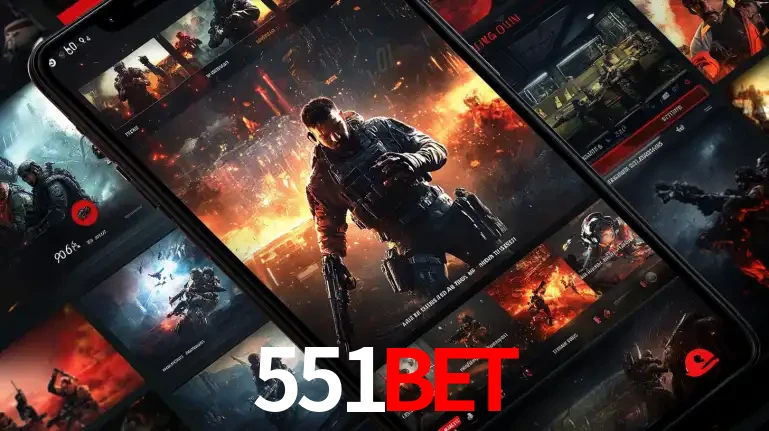 Tela de um celular exibindo uma galeria de jogos de tiro com temática militar, mostrando a variedade de e-sports disponíveis para apostas na plataforma de entretenimento 551BET.