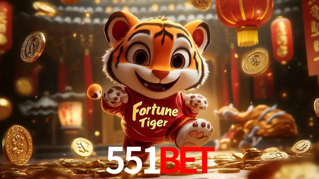 O alegre personagem do Fortune Tiger correndo sobre um caminho de moedas de ouro, simbolizando os grandes prêmios e a diversão do popular jogo de slot do 551BET.